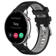 For Amazfit GTR 2 22mm Cross Texture Two Color Silicone Steel Buckle Watch Band(Black+Grey) -  by PMC TechLife | Online Shopping South Africa | PMC TechLife