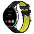 For Amazfit GTR 2 22mm Cross Texture Two Color Silicone Steel Buckle Watch Band(Black+Lime Green) - Smart Wear by PMC TechLife | Online Shopping South Africa | PMC TechLife