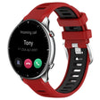 For Amazfit GTR 2 22mm Cross Texture Two Color Silicone Steel Buckle Watch Band(Red+Black) - Smart Wear by PMC TechLife | Online Shopping South Africa | PMC TechLife