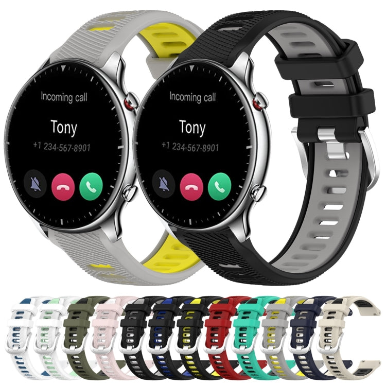 For Amazfit GTR 2 22mm Cross Texture Two Color Silicone Steel Buckle Watch Band(Red+Black) - Smart Wear by PMC TechLife | Online Shopping South Africa | PMC TechLife