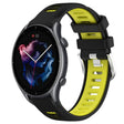 For Amazfit 3 22mm Cross Texture Two Color Silicone Steel Buckle Watch Band(Black+Lime Green) - Smart Wear by PMC TechLife | Online Shopping South Africa | PMC TechLife