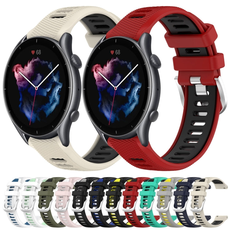For Amazfit 3 22mm Cross Texture Two Color Silicone Steel Buckle Watch Band(Black+Grey) - Smart Wear by PMC TechLife | Online Shopping South Africa | PMC TechLife
