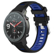 For Amazfit GTR 47mm 22mm Cross Texture Two Color Silicone Steel Buckle Watch Band(Black+Blue) - Smart Wear by PMC TechLife | Online Shopping South Africa | PMC TechLife