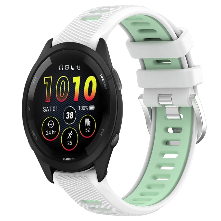 For Garmin Forerunner 265 22mm Sports Two-Color Steel Buckle Silicone Watch Band(White+Teal) - Smart Wear by PMC TechLife | Online Shopping South Africa | PMC TechLife
