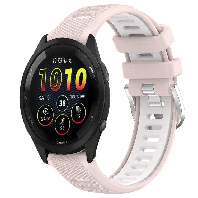 For Garmin Forerunner 265 22mm Sports Two-Color Steel Buckle Silicone Watch Band(Pink+White) - Smart Wear by PMC TechLife | Online Shopping South Africa | PMC TechLife