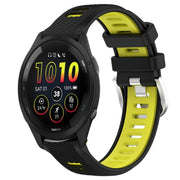 For Garmin Forerunner 265 22mm Sports Two-Color Steel Buckle Silicone Watch Band(Black+Lime Green)