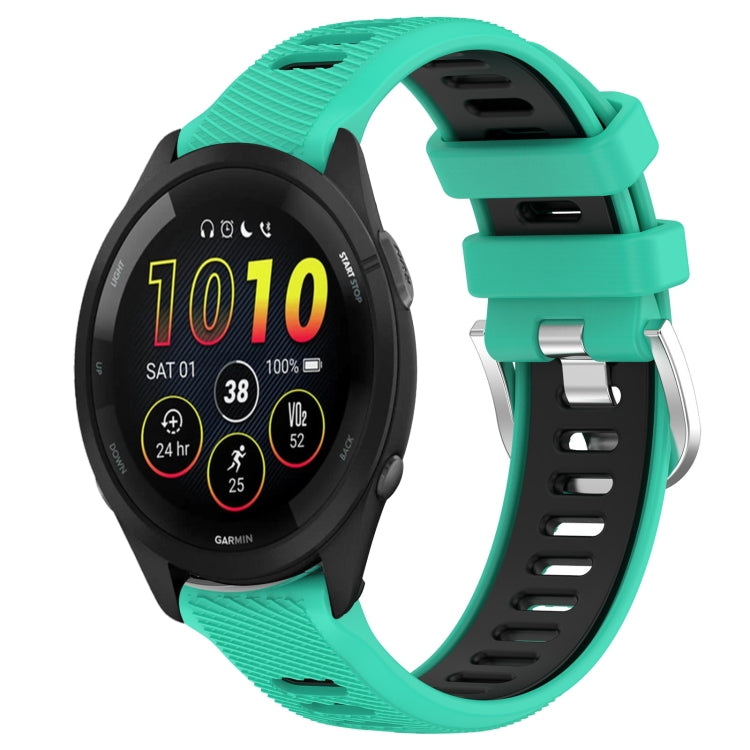 For Garmin Forerunner 265 22mm Sports Two-Color Steel Buckle Silicone Watch Band(Lake Blue+Black) - Smart Wear by PMC TechLife | Online Shopping South Africa | PMC TechLife