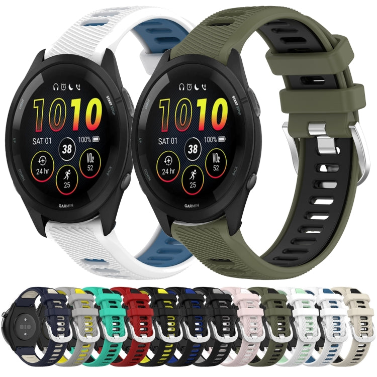 For Garmin Forerunner 255 22mm Sports Two-Color Steel Buckle Silicone Watch Band(Midnight Blue+Starlight)