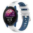 For Garmin Forerunner 255 22mm Sports Two-Color Steel Buckle Silicone Watch Band(White+Blue) - Smart Wear by PMC TechLife | Online Shopping South Africa | PMC TechLife