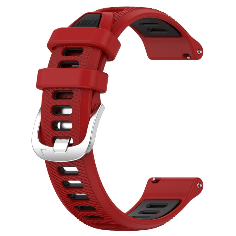 For Garmin Forerunner 255 Music 22mm Sports Two-Color Steel Buckle Silicone Watch Band(Red+Black) - Smart Wear by PMC TechLife | Online Shopping South Africa | PMC TechLife