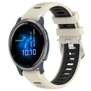 For Garmin Venu 2 22mm Sports Two-Color Steel Buckle Silicone Watch Band(Starlight+Black)