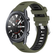 For Samsung Galaxy Watch3 45mm 22mm Sports Two-Color Steel Buckle Silicone Watch Band(Army Green+Black)