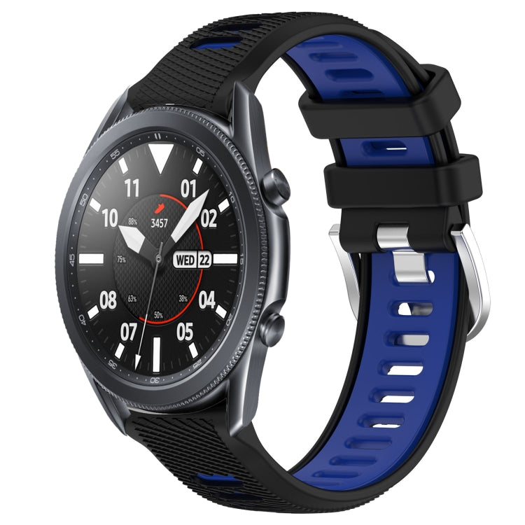For Samsung Galaxy Watch3 45mm 22mm Sports Two-Color Steel Buckle Silicone Watch Band(Black+Blue) - Smart Wear by PMC TechLife | Online Shopping South Africa | PMC TechLife