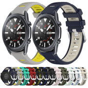 For Samsung Galaxy Watch3 45mm 22mm Sports Two-Color Steel Buckle Silicone Watch Band(White+Teal)