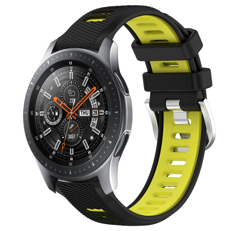 For Samsung Galaxy Watch 46mm 22mm Sports Two-Color Steel Buckle Silicone Watch Band(Black+Lime Green) - Smart Wear by PMC TechLife | Online Shopping South Africa | PMC TechLife