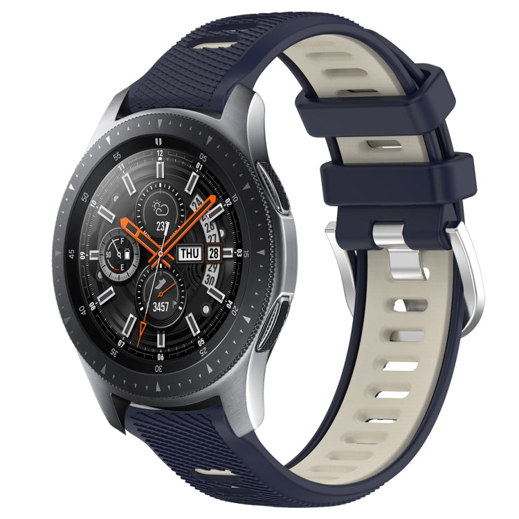 For Samsung Galaxy Watch 46mm 22mm Sports Two-Color Steel Buckle Silicone Watch Band(Midnight Blue+Starlight) - Smart Wear by PMC TechLife | Online Shopping South Africa | PMC TechLife