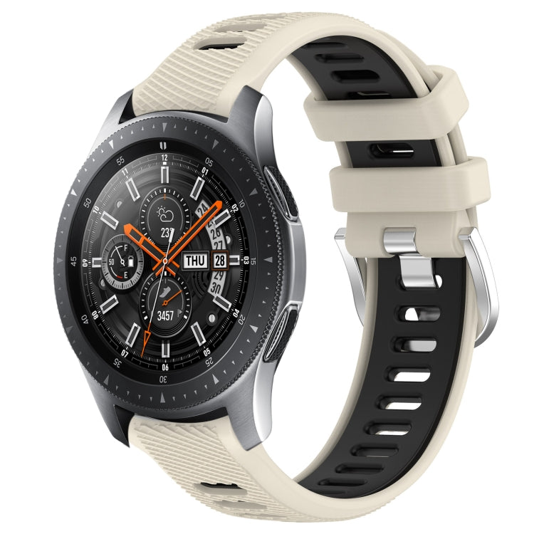 For Samsung Galaxy Watch 46mm 22mm Sports Two-Color Steel Buckle Silicone Watch Band(Starlight+Black) - Smart Wear by PMC TechLife | Online Shopping South Africa | PMC TechLife