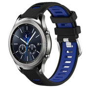 For Samsung Gear S3 Classic 22mm Sports Two-Color Steel Buckle Silicone Watch Band(Black+Blue)
