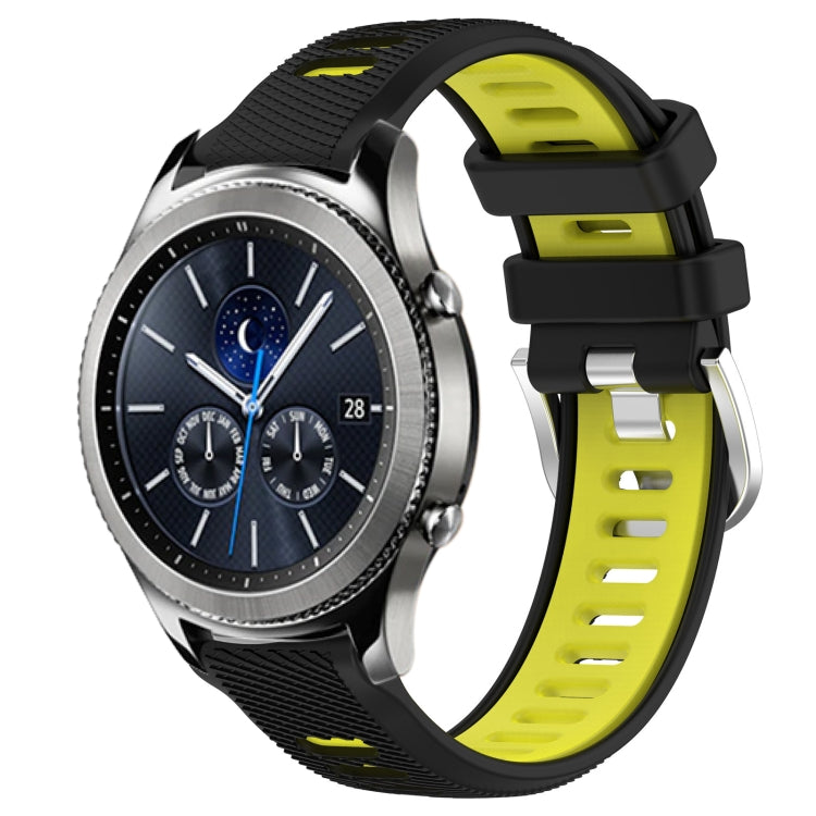 For Samsung Gear S3 Classic 22mm Sports Two-Color Steel Buckle Silicone Watch Band(Black+Lime Green) - Smart Wear by PMC TechLife | Online Shopping South Africa | PMC TechLife