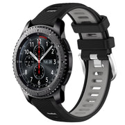 For Samsung Gear S3 Frontier 22mm Sports Two-Color Steel Buckle Silicone Watch Band(Black+Grey)