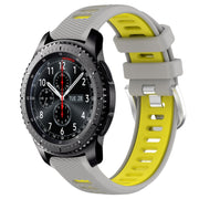 For Samsung Gear S3 Frontier 22mm Sports Two-Color Steel Buckle Silicone Watch Band(Grey+Yellow)