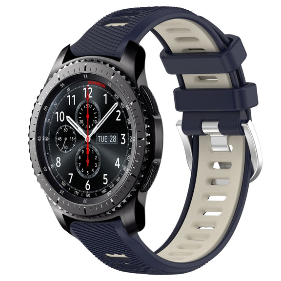 For Samsung Gear S3 Frontier 22mm Sports Two-Color Steel Buckle Silicone Watch Band(Midnight Blue+Starlight)