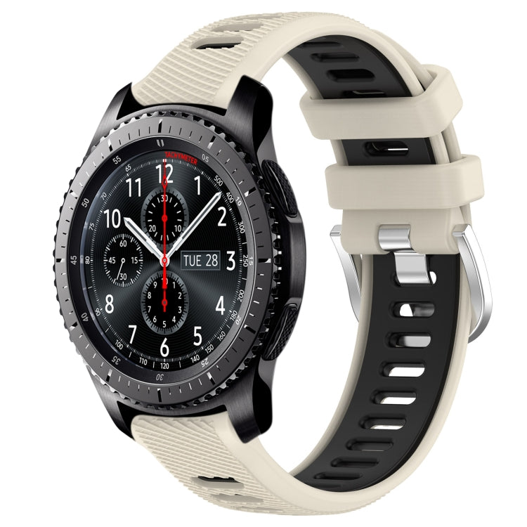 For Samsung Gear S3 Frontier 22mm Sports Two-Color Steel Buckle Silicone Watch Band(Starlight+Black) - Smart Wear by PMC TechLife | Online Shopping South Africa | PMC TechLife
