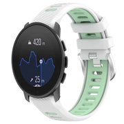 For SUUNTO 9 Peak Pro 22mm Sports Two-Color Steel Buckle Silicone Watch Band(White+Teal)