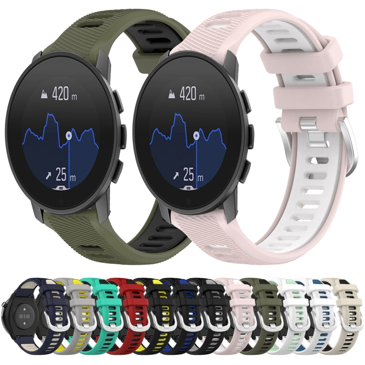 For SUUNTO 9 Peak Pro 22mm Sports Two-Color Steel Buckle Silicone Watch Band(Black+Blue) -  by PMC Jewellery | Online Shopping South Africa | PMC Jewellery | Buy Now Pay Later Mobicred