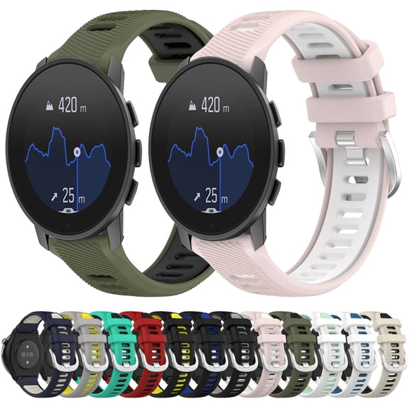 For SUUNTO 9 Peak Pro 22mm Sports Two-Color Steel Buckle Silicone Watch Band(Red+Black)