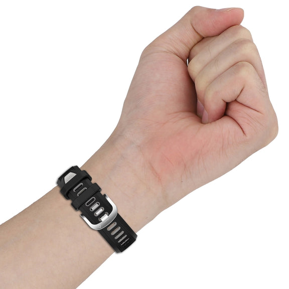 For SUUNTO 5 Peak 22mm Sports Two-Color Steel Buckle Silicone Watch Band(Black+Grey)