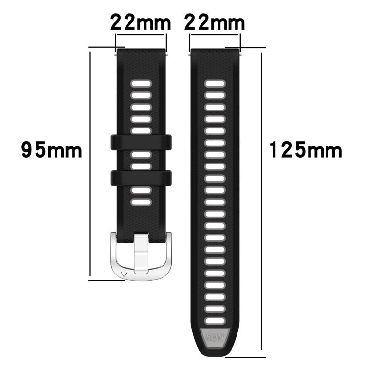 For SUUNTO 9 Peak Pro 22mm Sports Two-Color Steel Buckle Silicone Watch Band(Black+Blue) -  by PMC Jewellery | Online Shopping South Africa | PMC Jewellery | Buy Now Pay Later Mobicred