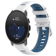 For  SUUNTO 9 Peak 22mm Sports Two-Color Steel Buckle Silicone Watch Band(White+Blue)