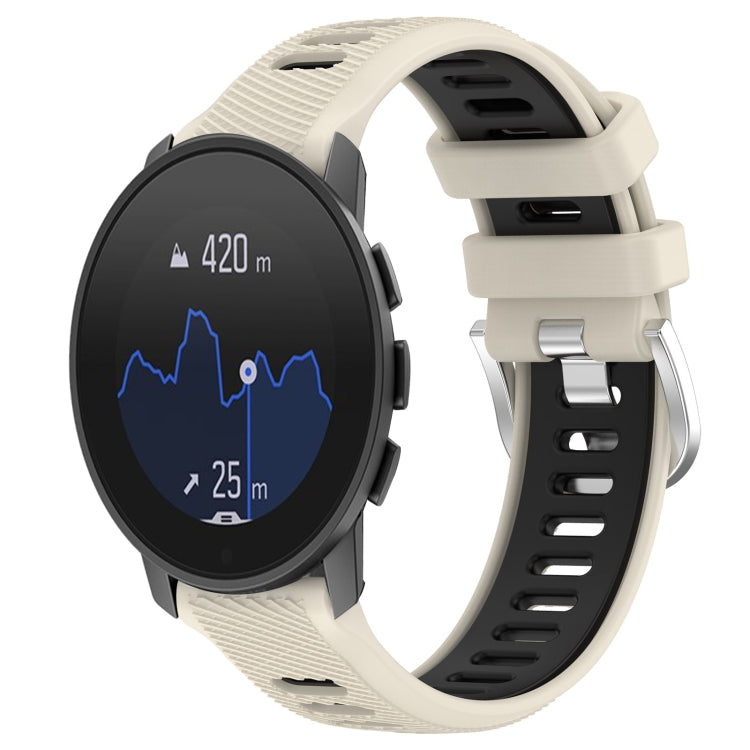 For  SUUNTO 9 Peak 22mm Sports Two-Color Steel Buckle Silicone Watch Band(Starlight+Black) - Smart Wear by PMC TechLife | Online Shopping South Africa | PMC TechLife