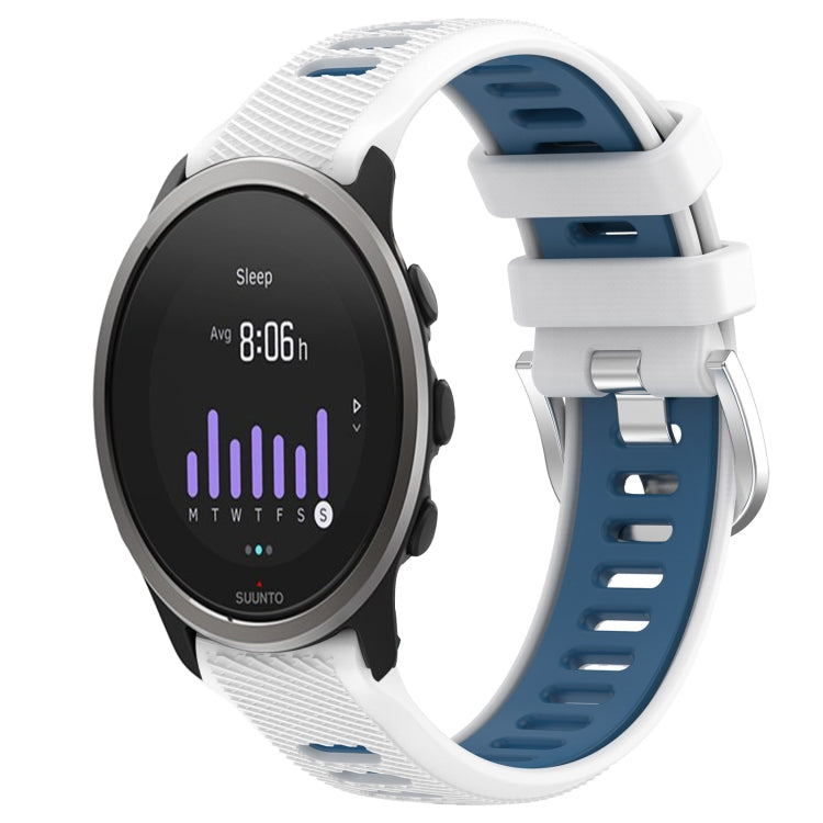For SUUNTO 5 Peak 22mm Sports Two-Color Steel Buckle Silicone Watch Band(White+Blue) - Smart Wear by PMC TechLife | Online Shopping South Africa | PMC TechLife