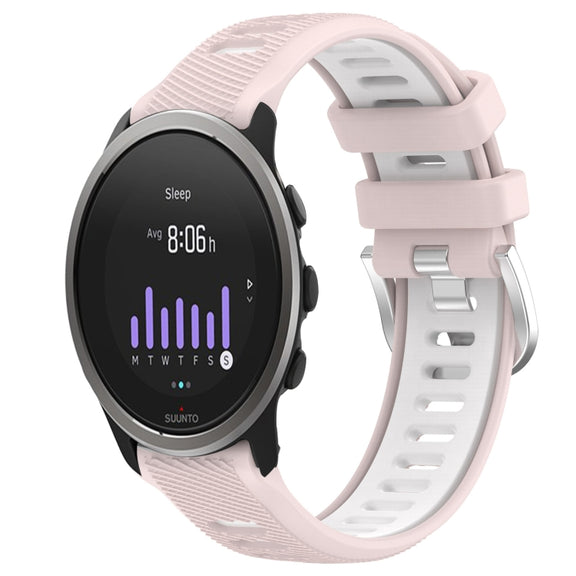 For SUUNTO 5 Peak 22mm Sports Two-Color Steel Buckle Silicone Watch Band(Pink+White)