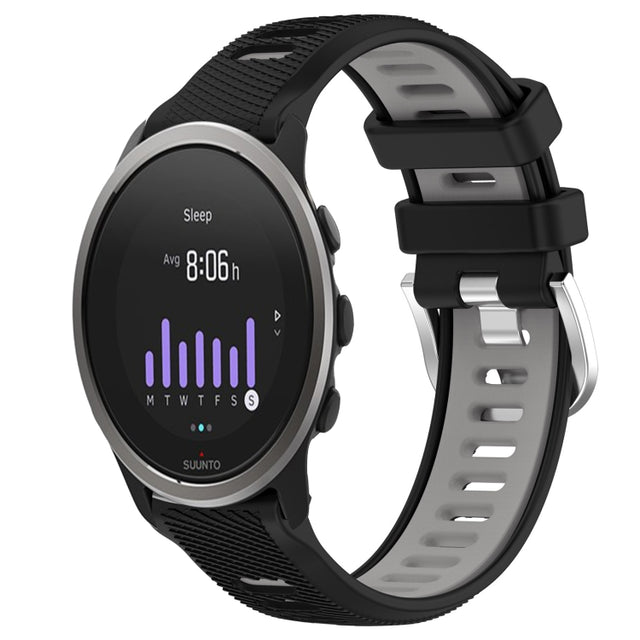 For SUUNTO 5 Peak 22mm Sports Two-Color Steel Buckle Silicone Watch Band(Black+Grey)