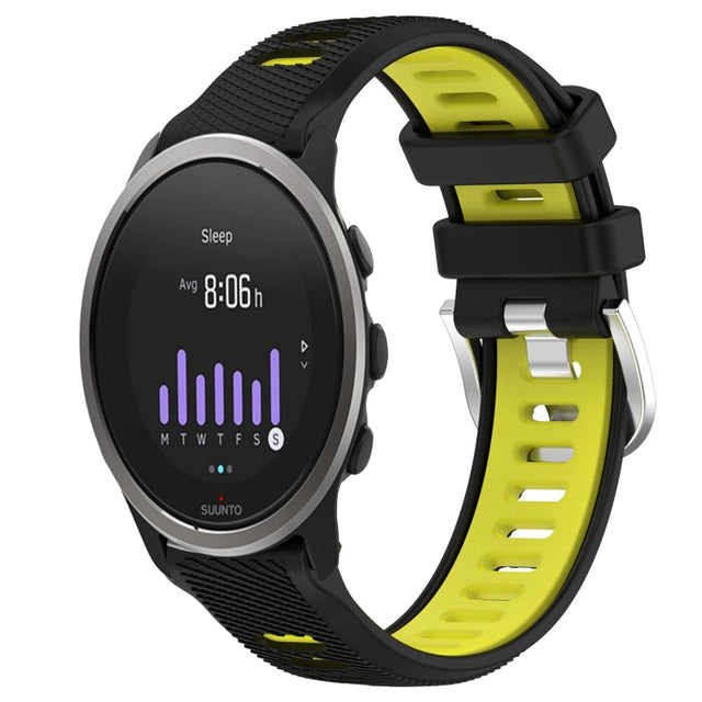 For SUUNTO 5 Peak 22mm Sports Two-Color Steel Buckle Silicone Watch Band(Black+Lime Green)