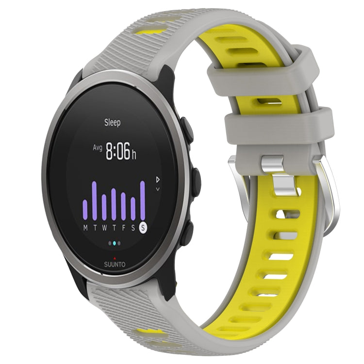 For SUUNTO 5 Peak 22mm Sports Two-Color Steel Buckle Silicone Watch Band(Grey+Yellow) - Smart Wear by PMC TechLife | Online Shopping South Africa | PMC TechLife