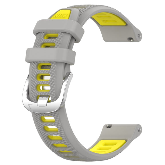 For SUUNTO 5 Peak 22mm Sports Two-Color Steel Buckle Silicone Watch Band(Grey+Yellow)