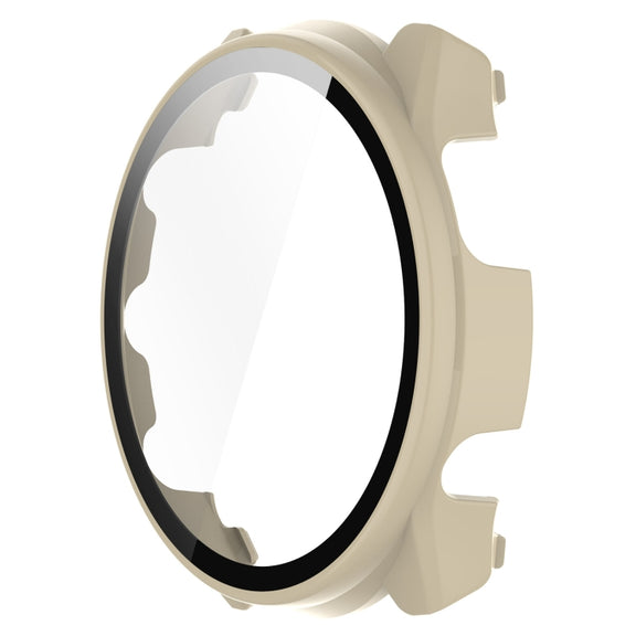 For Garmin Forerunner 965 PC + Toughened Film Integrated Watch Protective Case(Ivory)