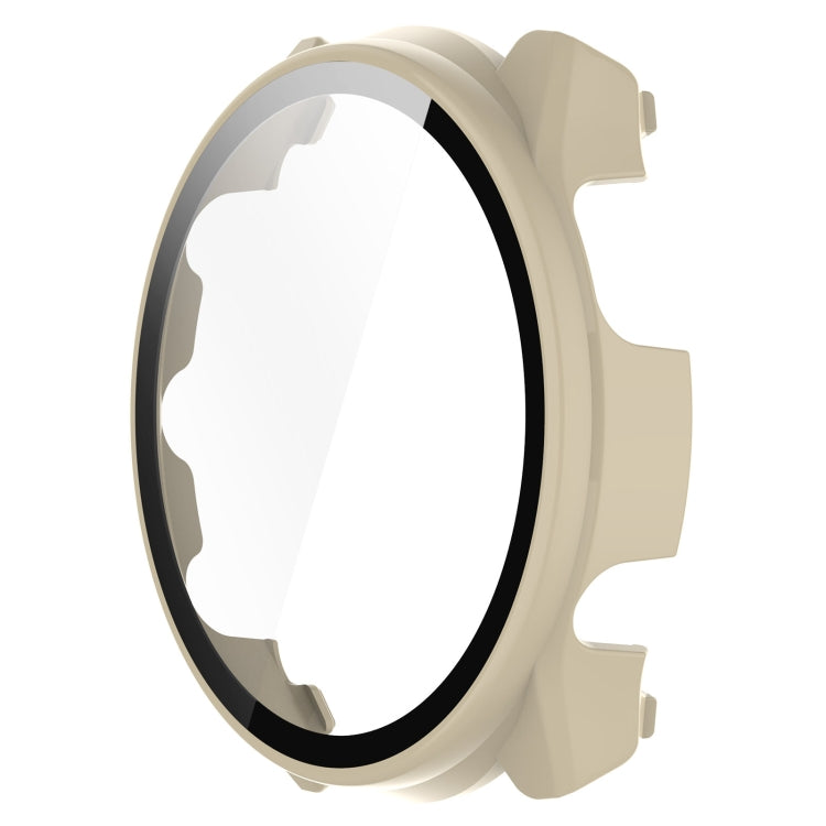 For Garmin Forerunner 965 PC + Toughened Film Integrated Watch Protective Case(Ivory)