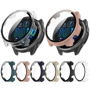 For Garmin Forerunner 965 PC + Toughened Film Integrated Watch Protective Case(Transparent)