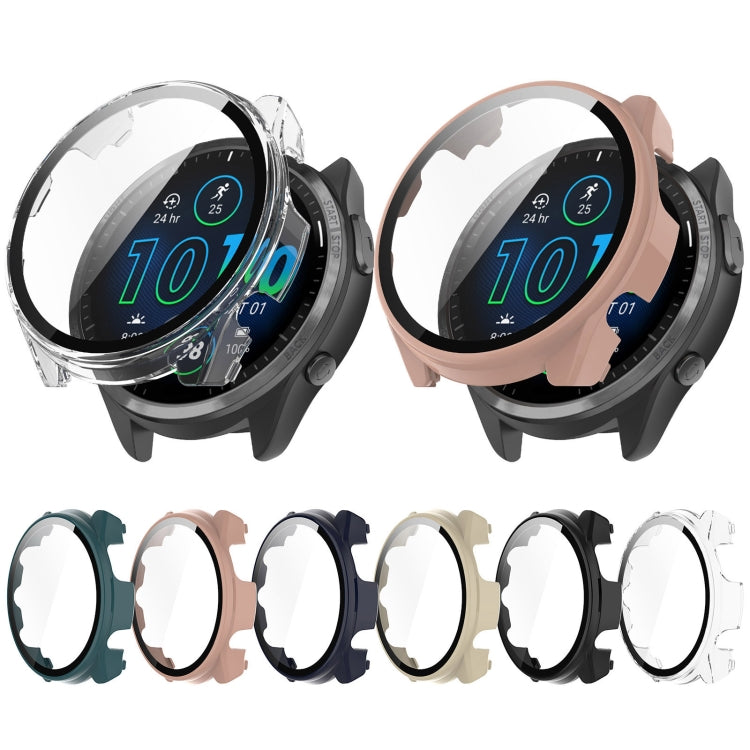 For Garmin Forerunner 965 PC + Toughened Film Integrated Watch Protective Case(Transparent)
