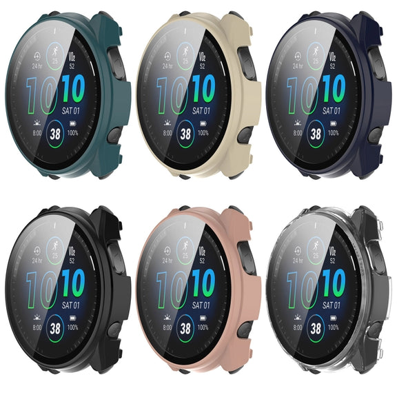 For Garmin Forerunner 965 PC + Toughened Film Integrated Watch Protective Case(Blue)