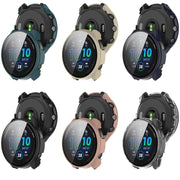 For Garmin Forerunner 965 PC + Toughened Film Integrated Watch Protective Case(Blue)
