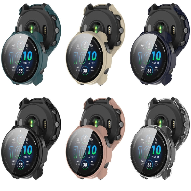 For Garmin Forerunner 965 PC + Toughened Film Integrated Watch Protective Case(Ivory)