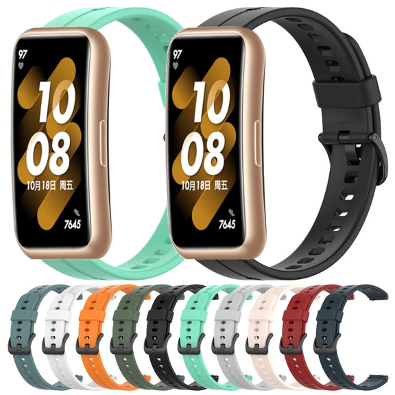 For Huawei Band 7 Solid Color Silicone Watch Band(Black)