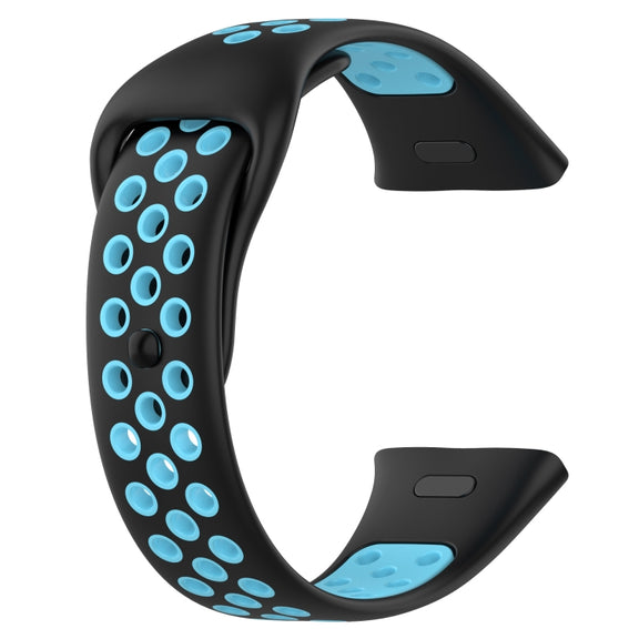 For Redmi Watch 3 Sports Two-Color Silicone Watch Band(Black+Blue)