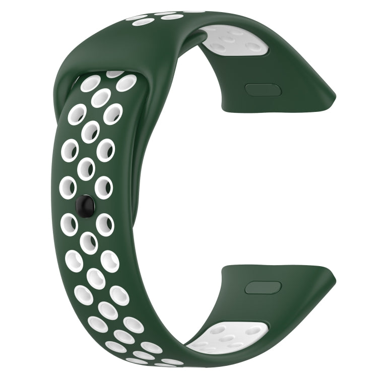 For Redmi Watch 3 Sports Two-Color Silicone Watch Band(Dark Green+White)